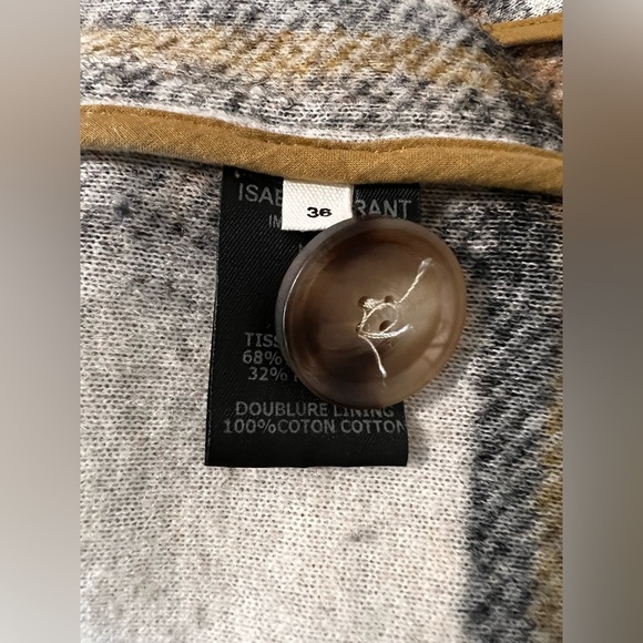 Isabel Marant Etoile Gabriel Plaid Coat Beige Size 36 - Picture 7 of 7